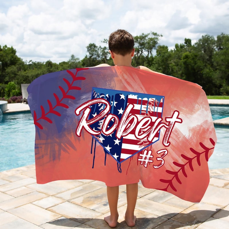 💖Buy 2 Free Shipping💖Custom Drip Baseball Beach Towel, Ice Cream Drip Towel