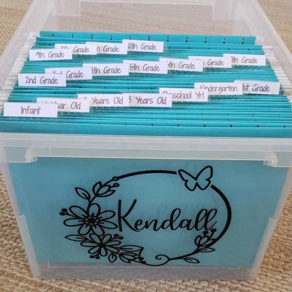 Milestone Tote Kits Floral Edition | School Memory Box DIY Kit | Kids File Box Kit | Kids Decal | School File Box | Baby Keepsake Box