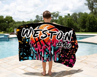 Ice Cream Drip Towel, Personalized Basketball Towel, Basketball Coach Gift, Basketball Towel, Basketball Team Gift, Custom Sports Towel