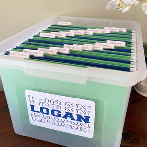 Milestone Tote Labels , Kids File Box , Milestone Tote , School Organization , School Memory Box , Baby Keepsake Box , Baby Storage Box