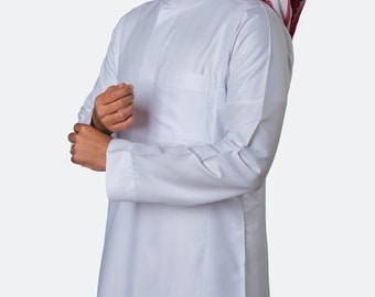 Nusuki Men White Jubbah | Men White thobe | Nusuki Plain white thobe | Men Plain White Jubah | Ramadan Gift ideas | Mens Islamic Clothing