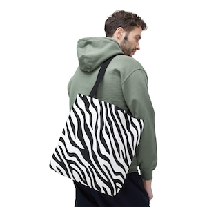 Sac fourre-tout élégant à imprimé zèbre, sac à provisions chic, fourre-tout écologique, sac à main à imprimé animal, sac à usage quotidien, cadeau pour les amoureux des animaux