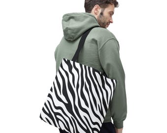 Bolsa tote com estampa de zebra estilosa, bolsa de compras chique, bolsa tote ecológica, bolsa com estampa de animal, bolsa para uso diário, presente para amantes de animais