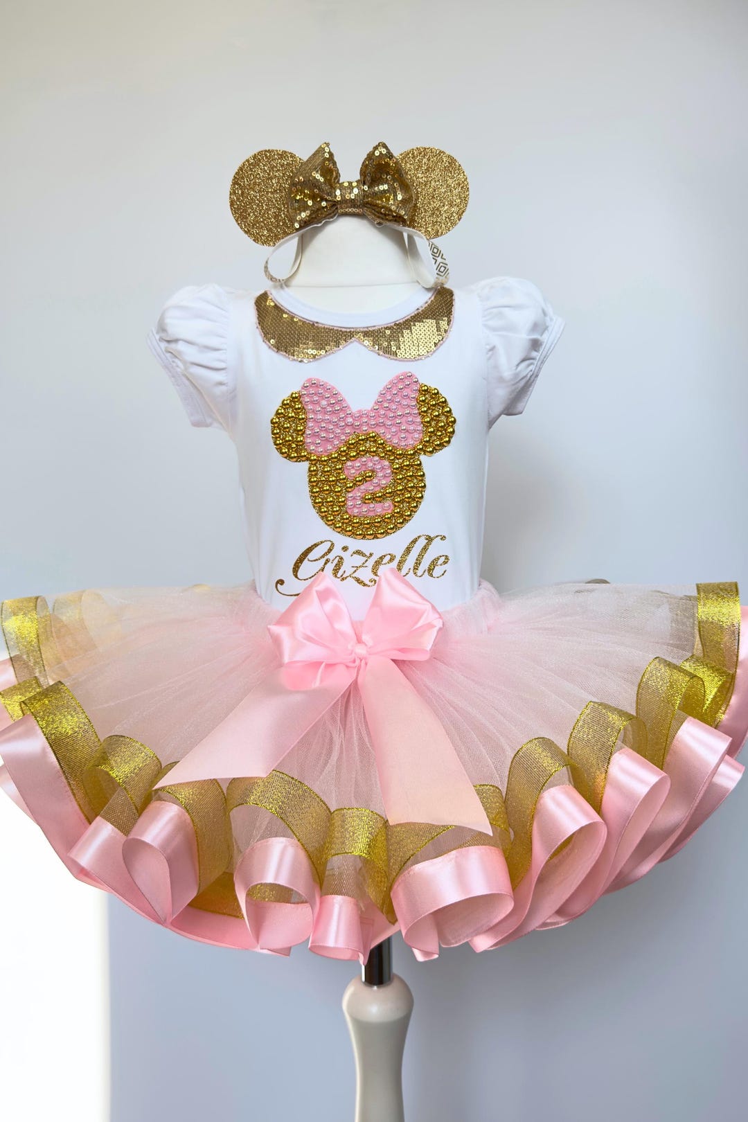 green emerald velvet dress Pink Minnie costume. Baby girl dress. Minnie birthday dress. Sparkle and  pearl minnie dress. For special occasion. Handmade!  Kids Dressy