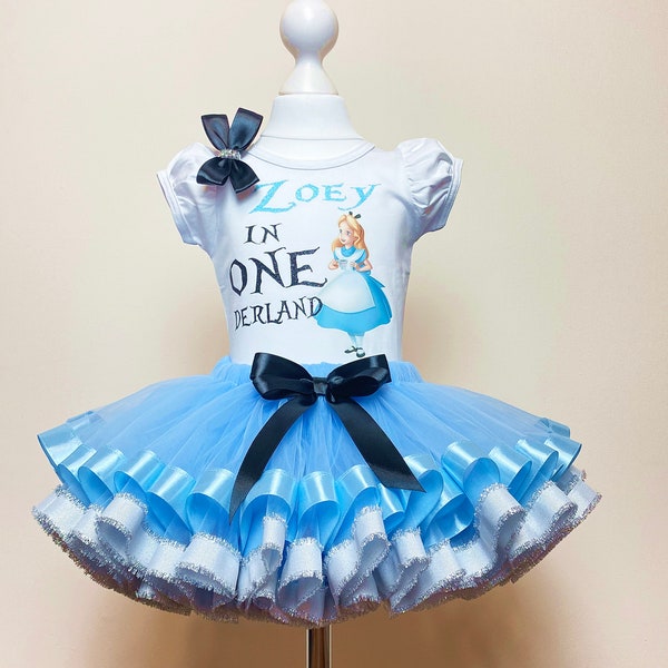 Alice Birthday Outfit Alice in ONEderland Tutu Set-Alice Girl Tutu Dress-ONEderlant Birthday Outfit-ONEderlant  Tutu Set