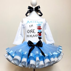 ONEderland Alice Birthday Outfit-Tea Birthday Outfit-Alice in ONEderland Tutu Set-Alice Tutu Costume-Tea Birthday Tutu Set