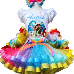Moana Birthday Outfit-Baby Moana Tutu Set-Hawaiian Birthday Outfit-Hawaiian Baby Costume-Princess Baby Tutu Set