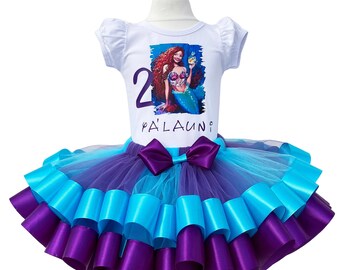 Mermaid Birthday Tutu Outfit: Personalized Baby Girl Party Dress