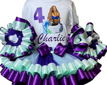 Mermaid Birthday Girls Outfit: Custom Ariel Tutu Set for Baby