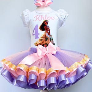 Moana Girls Birthday Tutu Outfit: Personalized Princess Party Tutu Set