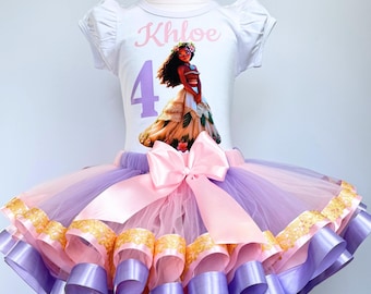 Moana Girls Birthday Tutu Outfit: Personalized Princess Party Tutu Set