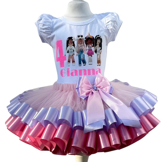 Personalized Roblox Birthday Outfit: Pink & Purple Tutu Set