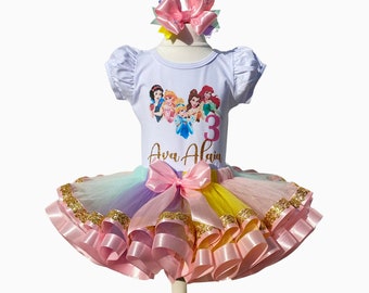 Princess Birthday Tutu Outfit-Princesses Birthday Outfit-Princess Birthday Party-Princess Tutu Set