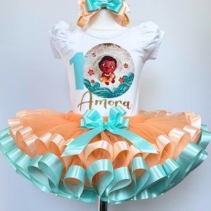 Moana Birthday Outfit-Baby Moana Tutu Set-Hawaiian Birthday Outfit-Hawaiian Baby Costume-Princess Baby Tutu Set-Baby Princess Tutu Set