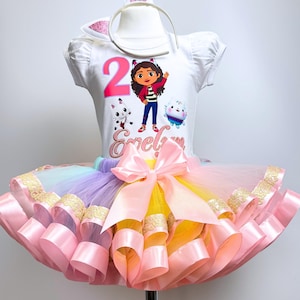 Gabby Birthday Outfit-Gabby Girl Tutu Set-Gabby Rainbow Girls Dress Cakey Birthday Party Dress-Custom Character Birthday Dress Kids Gift