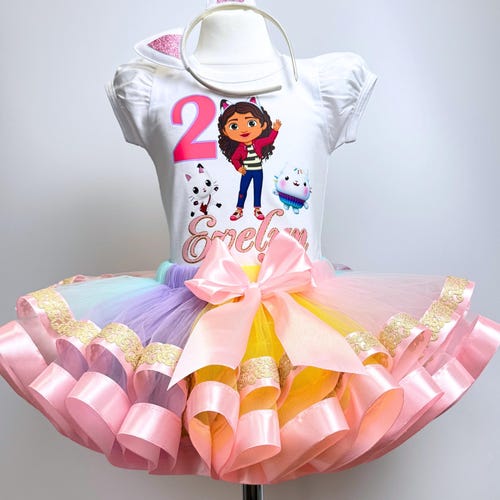 gabby birthday dress Girls 3 Piece GABBY'S DOLLHOUSE Birthday Ribbon Tutu Outfit Includes R   Birthday Custom Design