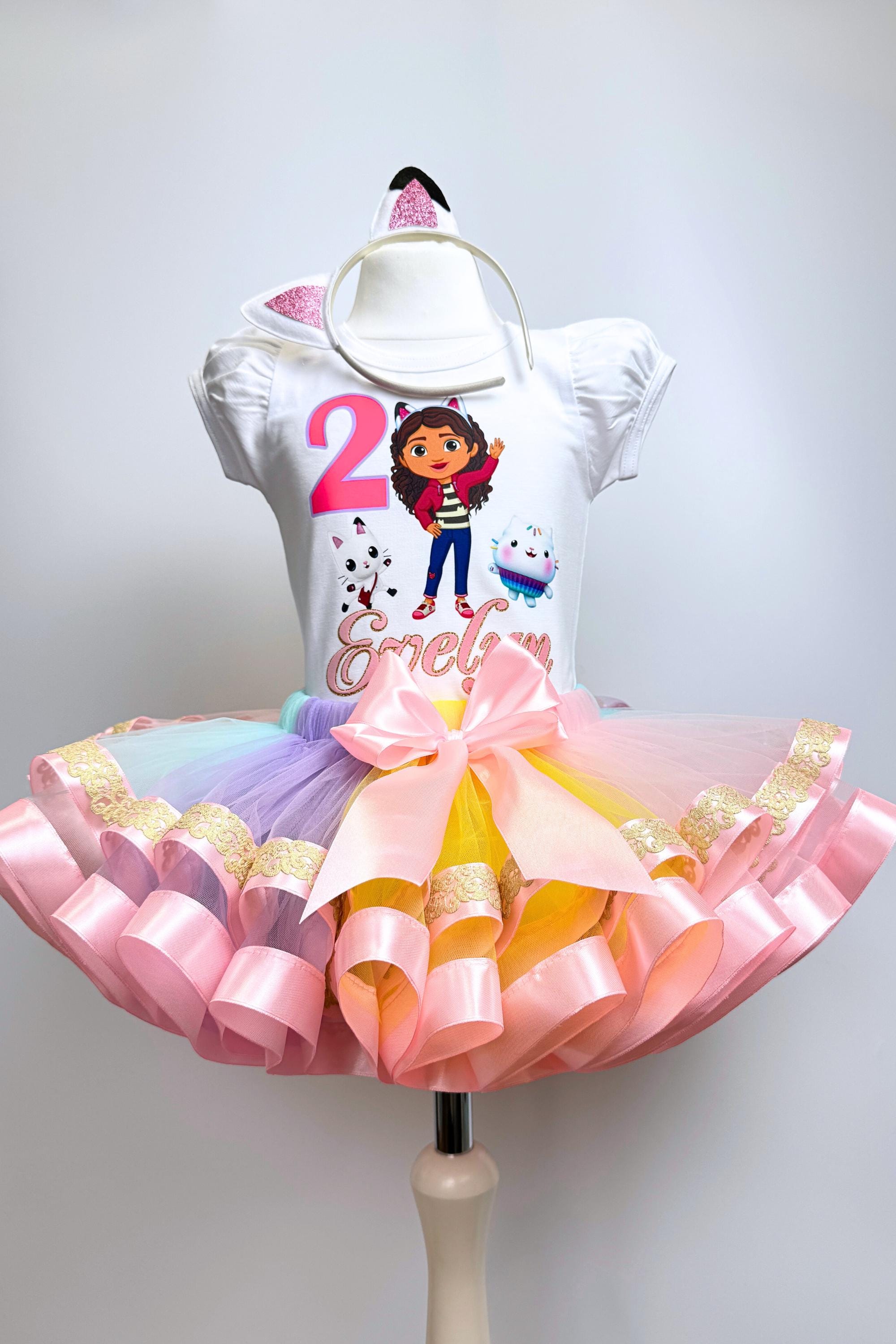 gabby dollhouse birthday dress Gabby Dollhouse tutu set-Gabby Dollhouse outfit-Gabby Dollhouse dress –  Pink Toes & Hair Bows main image 0