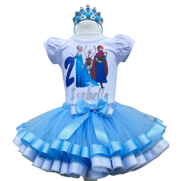 Birthday Tutu Outfit-Princess Girls Tutu Set Tutu Dress Birthday Party Tutu Costume-Elsa Birthday Outfit-Anna Birthday Outfit