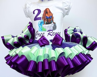 Mermaid Birthday Girls Outfit: Ariel Party Tutu Set