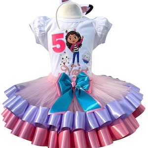 Gabby Birthday Outfit-Gabby Girl Tutu Set-Cakey Cat Birthday Party Dress-Custom Character Birthday Dress Kids Gift