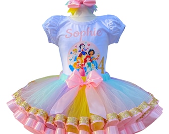 Princess Girls Birthday Outfit-Princess Girls Tutu Set-Princess Birthday Idea Party-One Birthday Baby Girls Outfit