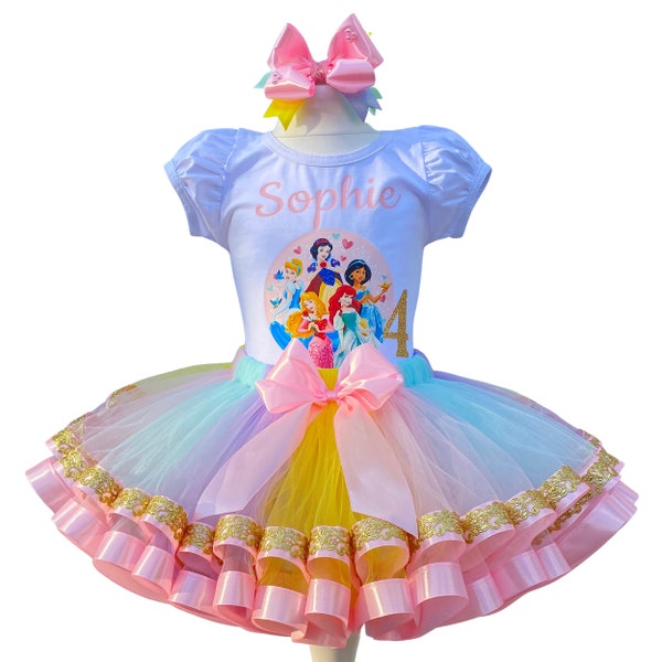 Princess Girls Birthday Outfit-Princess Girls Tutu Set-Princess Birthday Idea Party-One Birthday Baby Girls Outfit