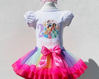 Princess Birthday Outfit -Princess Girls Tutu Set-Princess Birthday Shirt-Princess Party Costume Treme Birthday