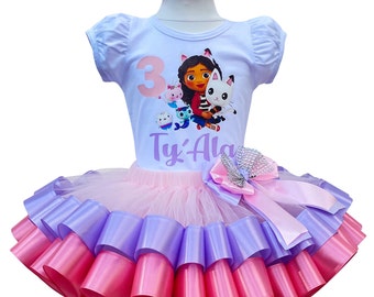 Gabby Birthday Outfit-Gabby Girl Tutu Set-Gabby Girls Dress Cakey Birthday Party Dress-Gabby Tutu Set-Cakey Cat Birthday Party Dress