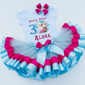 First Birthday Tutu Girls Outfit Girls First Birthday Tutu Set Princess Girls Baby Birthday Costume-Blue Princess Birthday Tutu Outfit