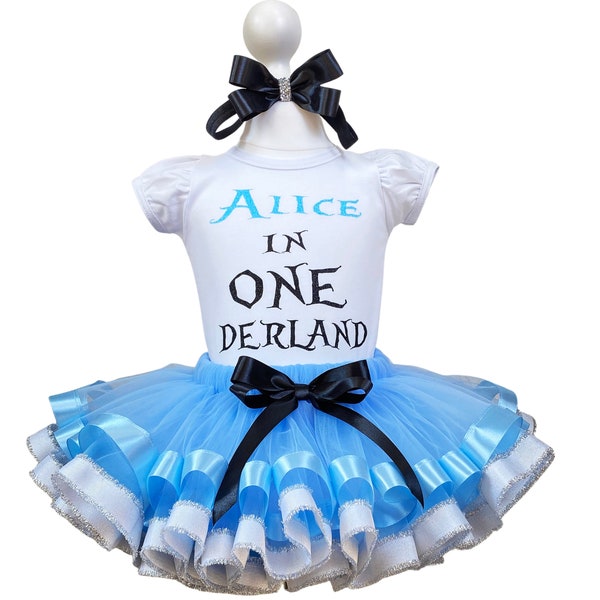 Alice in ONEderland Birthday Outfit-Alice Baby Tutu Dress-ONEderland Alice Tutu Costume-Alice in ONEderland Tutu Set