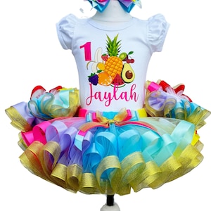 Fruit Birthday Tutu Outfit: Personalized Tropical Baby Girl Party Set