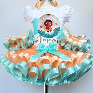 Princess Baby Moana Birthday Outfit: Hawaiian 1st Party Tutu Set
