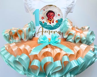 Princess Baby Moana Birthday Outfit: Hawaiian 1st Party Tutu Set