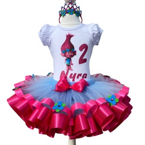 Poppy Birthday Outfit- Poppy Birthday Tutu Set- Princess Poppy Tutu Dress-Poppy Costume-Custom Order Birthday Girls Outfit