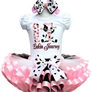 Cow Birthday Outfit-Farm Birthday Outfit-Girl Cow Theme Birthday Tutu-Barnyard Birthday Outfit-Farm Tutu Set-Cow Tutu Set-Cow Treme Party