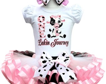 Cow Baby Birthday Outfit: Farm Girls Theme Party Tutu Set