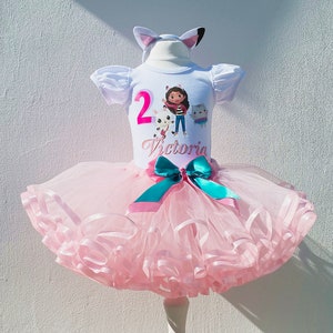 Gabby&#39;s Birthday Outfit- Pink Gabby Girl Tutu Set-Cakey Cat Birthday Party Dress-Custom Character Birthday Dress Kids Gift