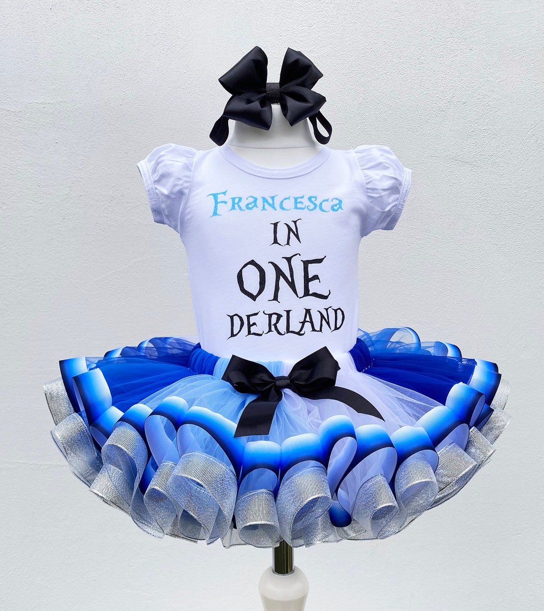 Alice Onederland Baby Birthday Outfit: Personalized Girls Tutu Set