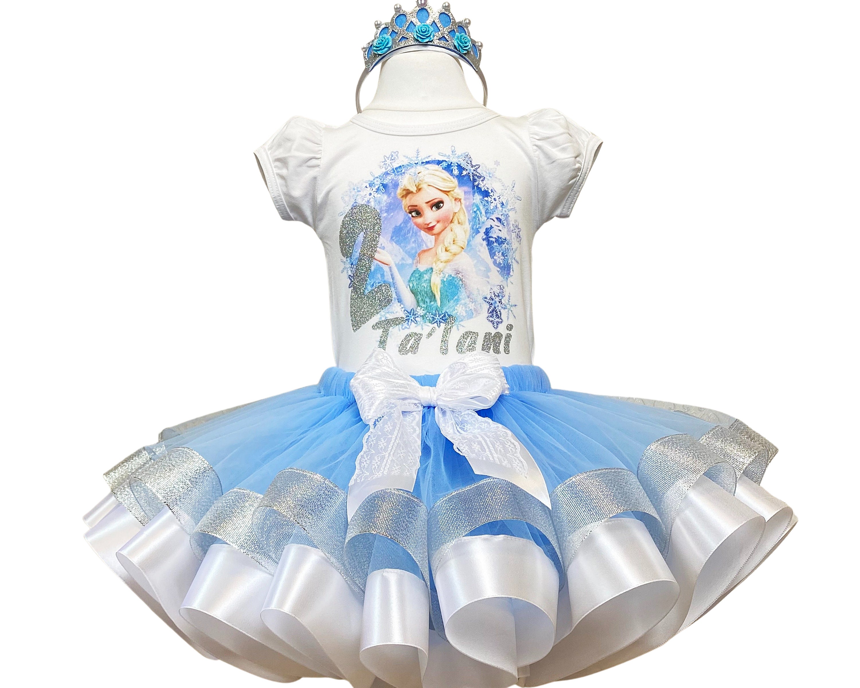 Elsa Baby Girls Birthday Outfit-Princess Girls Blue and Silver Party Tutu Set