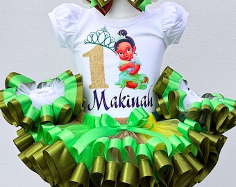 Déguisement princesse grenouille anniversaire bébé - tenue fête Tiana pour filles