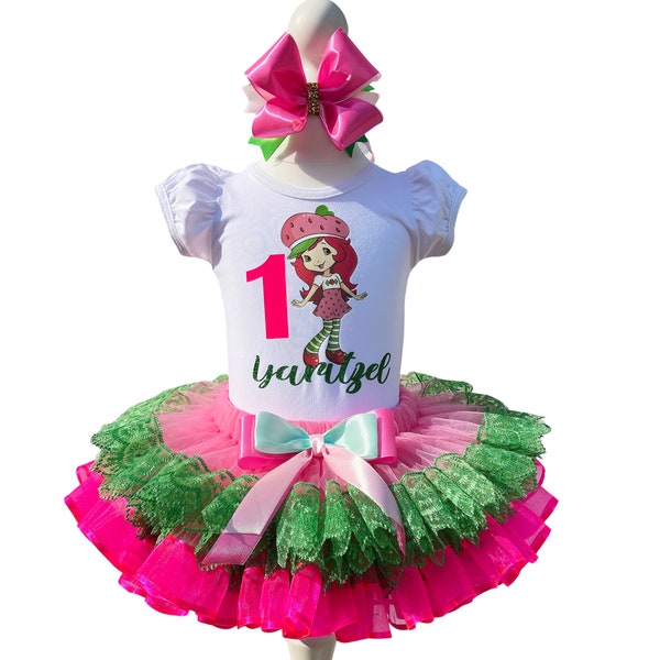 Strawberry Birthday Outfit-Strawberry Tutu Set-Strawberry Baby Girls Party Costume Birthday Tutu Outfit Dress Set Party 1st 2nd 3rd