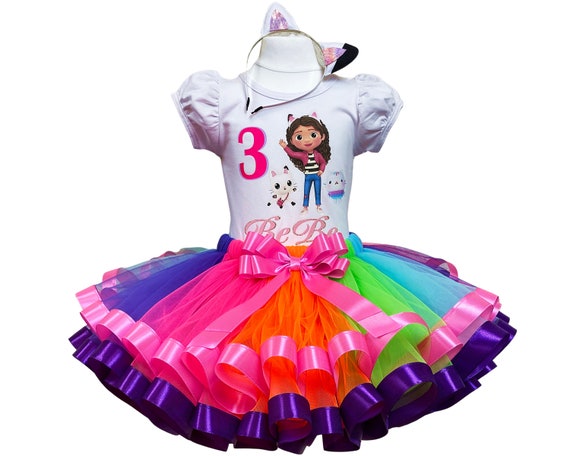 Gabby Girls Birthday Outfit: Custom Rainbow Baby Tutu Set