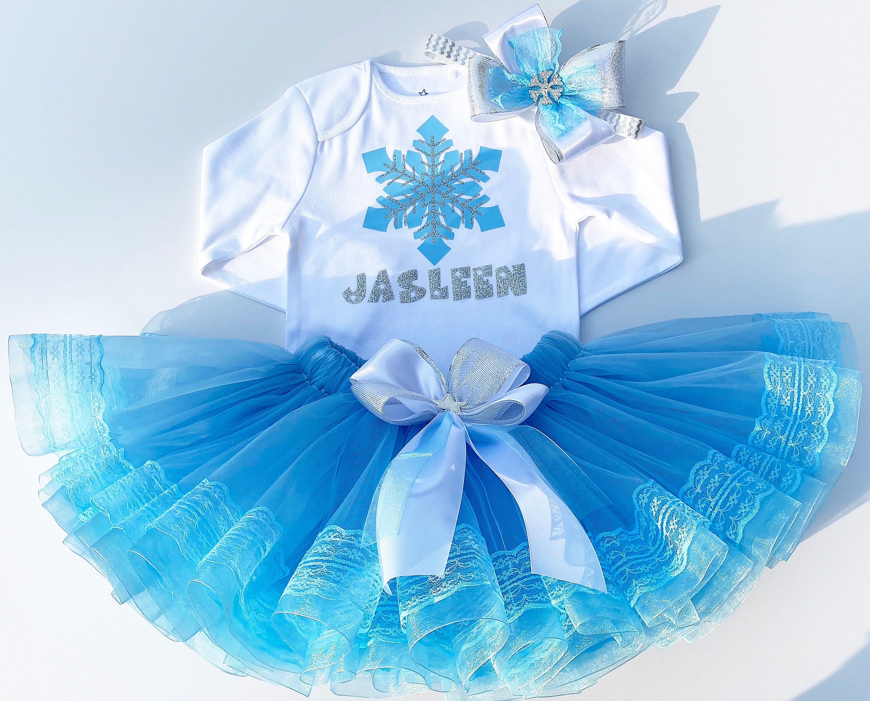Personalized Snowflake Tutu Outfit: Winter Birthday Dress Set
