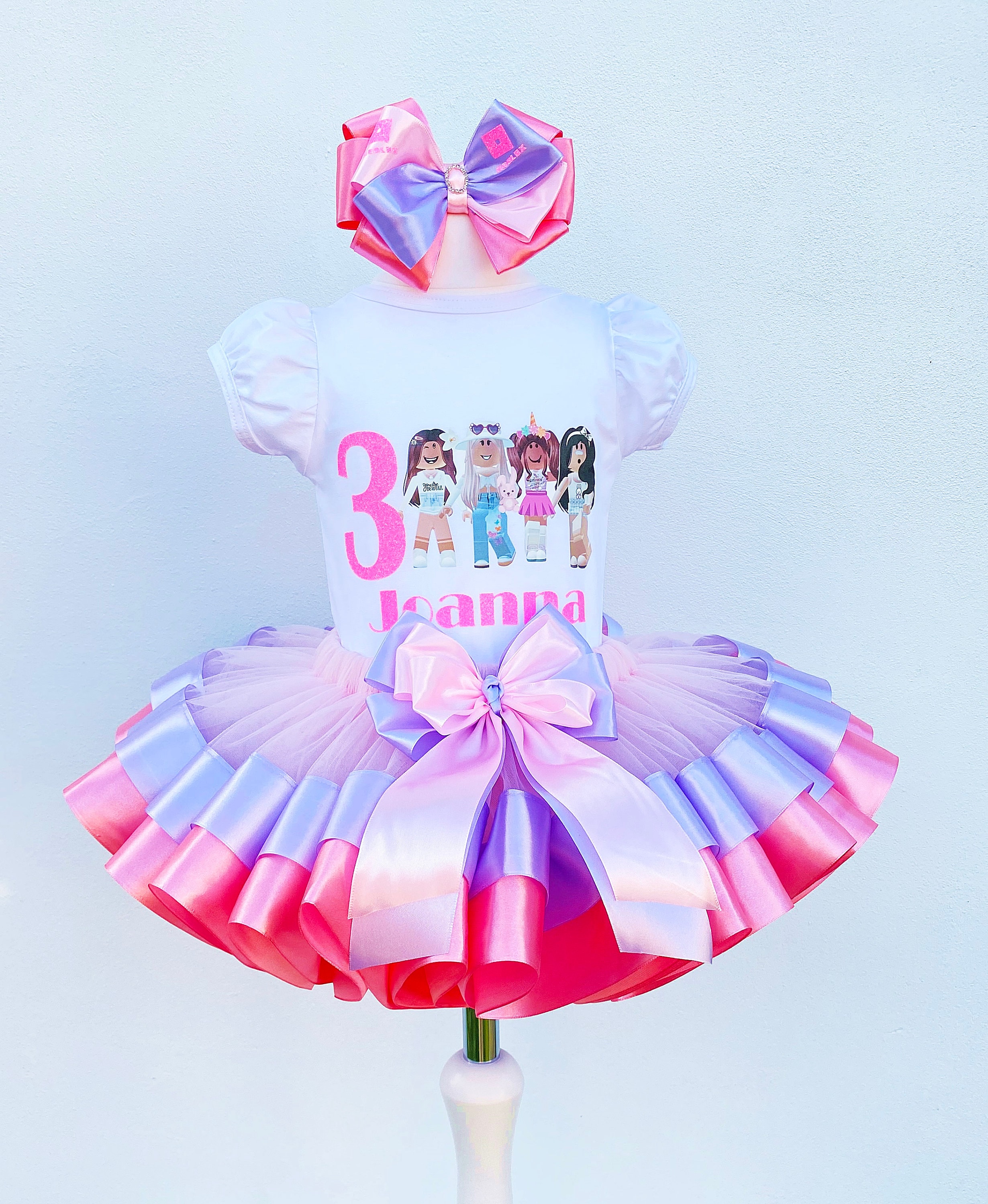 Girl Birthday Inspired Custom Gift Party Outfit-girls Princess Pink and  Purple Birthday Outfit-girls Tutu Set-girls Birthday Roblox Outfit 