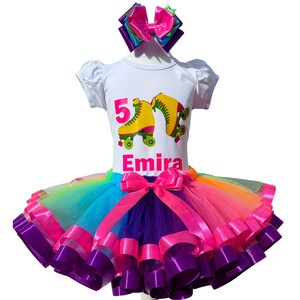 Neon Party Girls Baby Birthday Outfit-Skate Party Birthday Outfit-Roller Skate Party Girls Treme-Glow Party Birthday Outfit