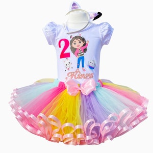 Gabby Birthday Outfit-Gabby Girl Tutu Set-Cakey Cat Birthday Party Dress-Gabby&#39;s Birthday Party