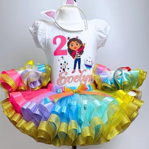 Gabby Birthday Outfit-Gabby Girl Tutu Set-Gabby Girls Dress Cakey Birthday Party Dress-Gabby Tutu Set-Cakey Cat Birthday Party Dress