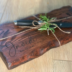 Handmade Reclaimed Oak Custom Engraved Cutting Board Charcuterie Board