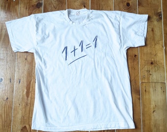 Original 1990's white cotton 1+1 T shirt good condition size L 90's