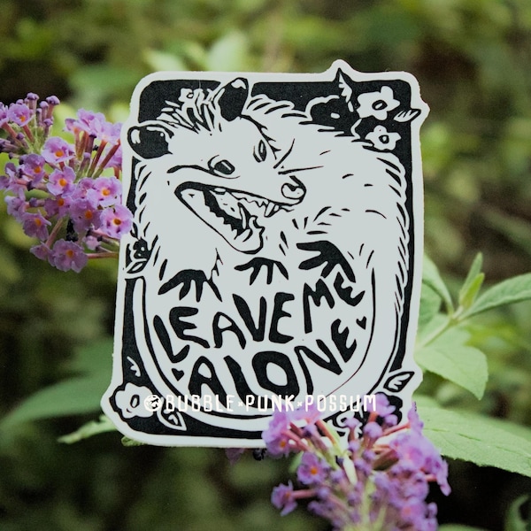 Possum Sticker: Leave Me Alone - PVC Free Waterproof Vinyl - Punk Goth Funny Sticker